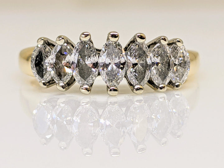 14K .99 CARAT TOTAL WEIGHT PROMOTIONAL DIAMOND MARQUISE (7) ESTATE RING 3.5 GRAMS