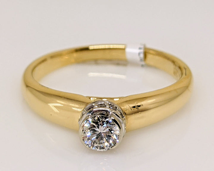 14K .36 CARAT TOTAL WEIGHT I1 J DIAMOND ROUND (11) BEZEL ESTATE RING 3.3 GRAMS