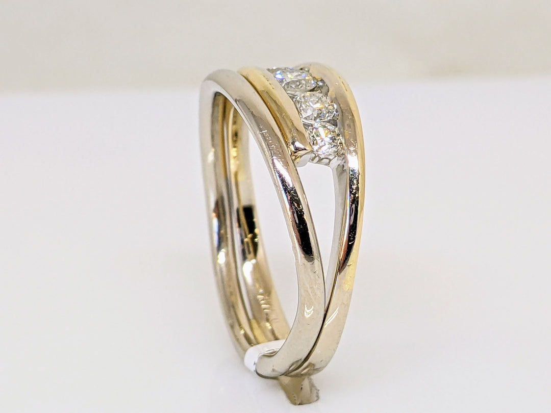 14K TWO-TONE .56 CARAT TOTAL WEIGHT I1 I DIAMOND ROUND (5) BYPASS ESTATE BAND 5.8 GRAMS