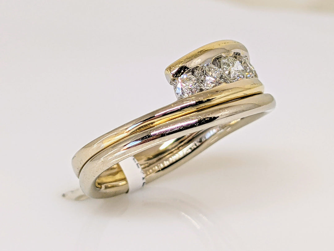 14K TWO-TONE .56 CARAT TOTAL WEIGHT I1 I DIAMOND ROUND (5) BYPASS ESTATE BAND 5.8 GRAMS