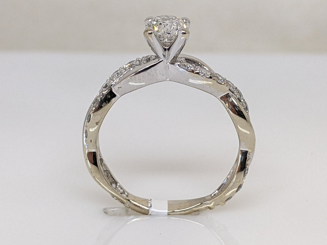 14K WHITE 1.17 CARAT TOTAL WEIGHT I1 J DIAMOND ROUND (23) TWIST SHANK ESTATE RING 2.3 GRAMS