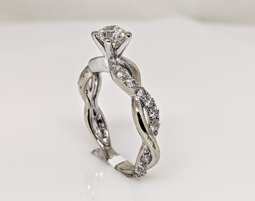 14K WHITE 1.17 CARAT TOTAL WEIGHT I1 J DIAMOND ROUND (23) TWIST SHANK ESTATE RING 2.3 GRAMS