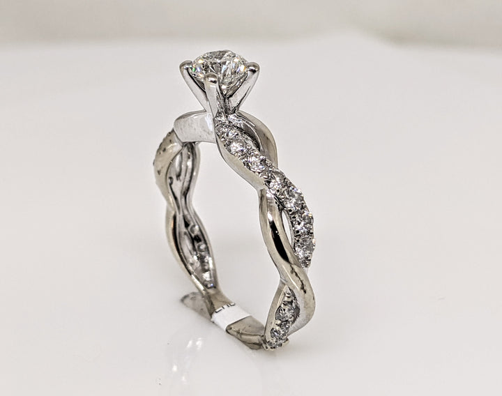 14K WHITE 1.17 CARAT TOTAL WEIGHT I1 J DIAMOND ROUND (23) TWIST SHANK ESTATE RING 2.3 GRAMS