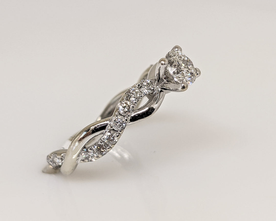 14K WHITE 1.17 CARAT TOTAL WEIGHT I1 J DIAMOND ROUND (23) TWIST SHANK ESTATE RING 2.3 GRAMS