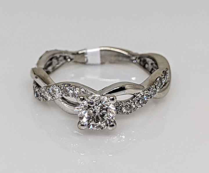 14K WHITE 1.17 CARAT TOTAL WEIGHT I1 J DIAMOND ROUND (23) TWIST SHANK ESTATE RING 2.3 GRAMS