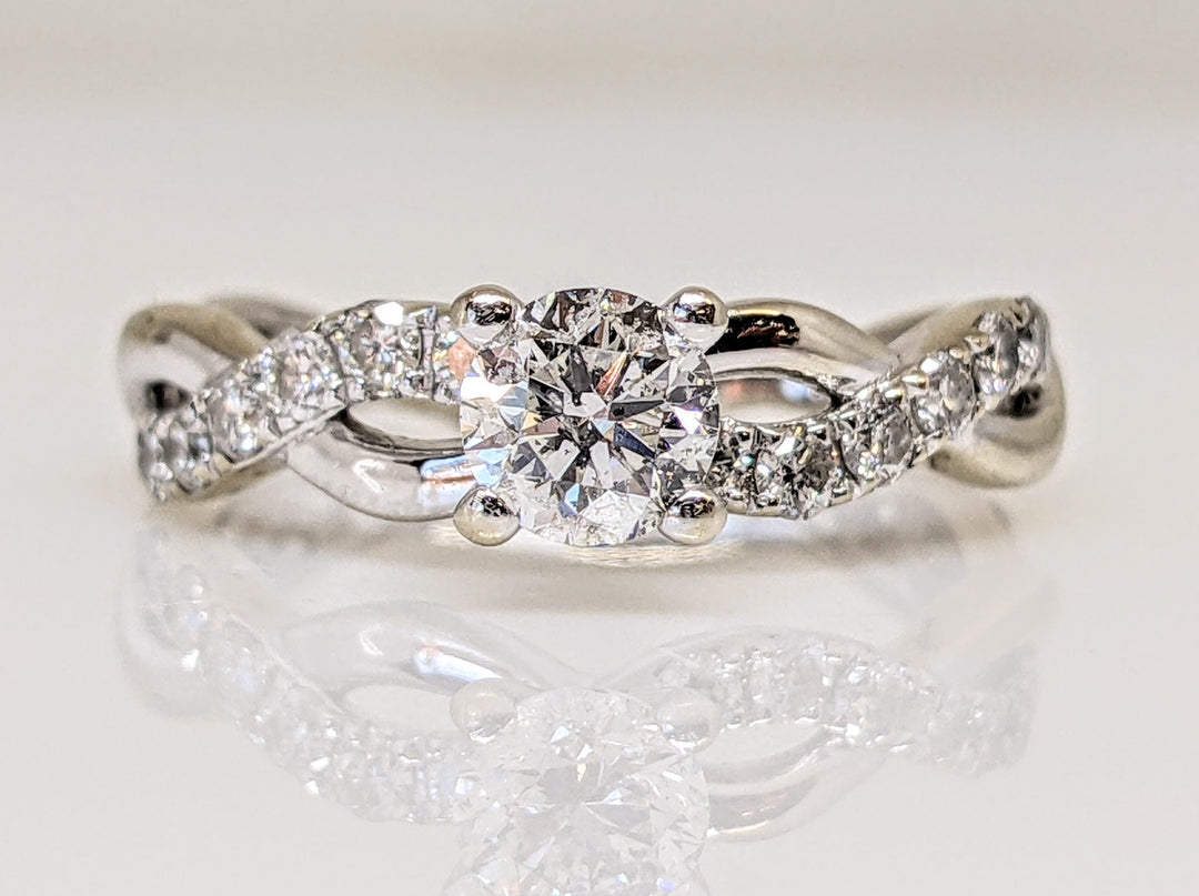 14K WHITE 1.17 CARAT TOTAL WEIGHT I1 J DIAMOND ROUND (23) TWIST SHANK ESTATE RING 2.3 GRAMS