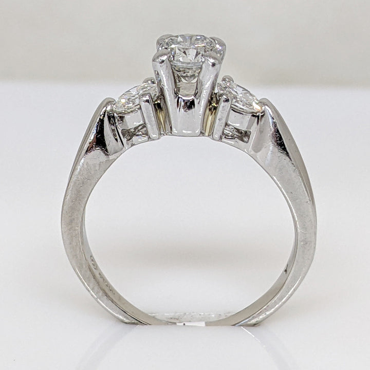 PLATINUM 1.06 CARAT TOTAL WEIGHT I1 K DIAMOND ROUND (3) TRINITY ESTATE RING 6.6 GRAMS