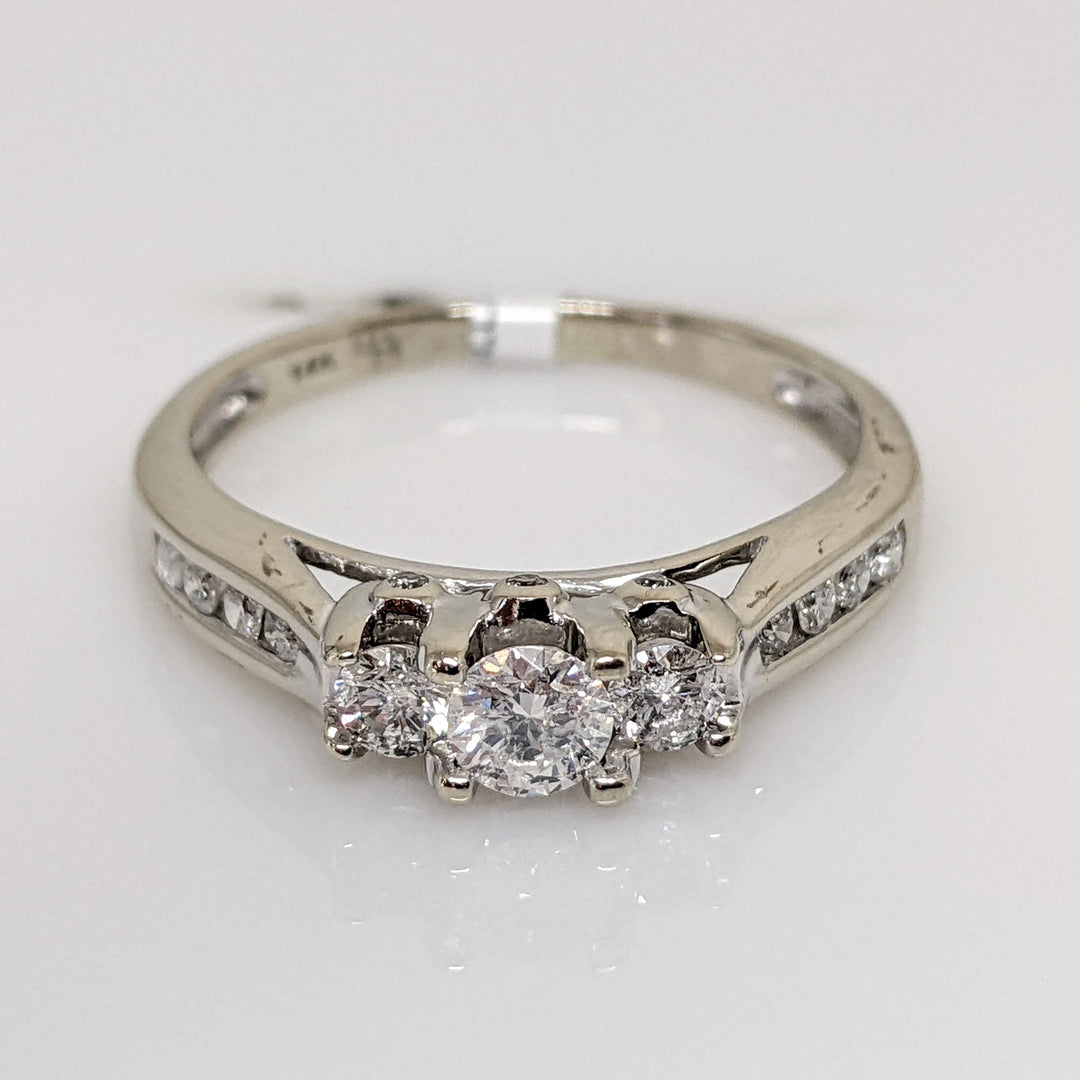 14K WHITE .53 CARAT TOTAL WEIGHT I1 H DIAMOND ROUND (17) TRINITY ESTATE RING 2.4 GRAMS