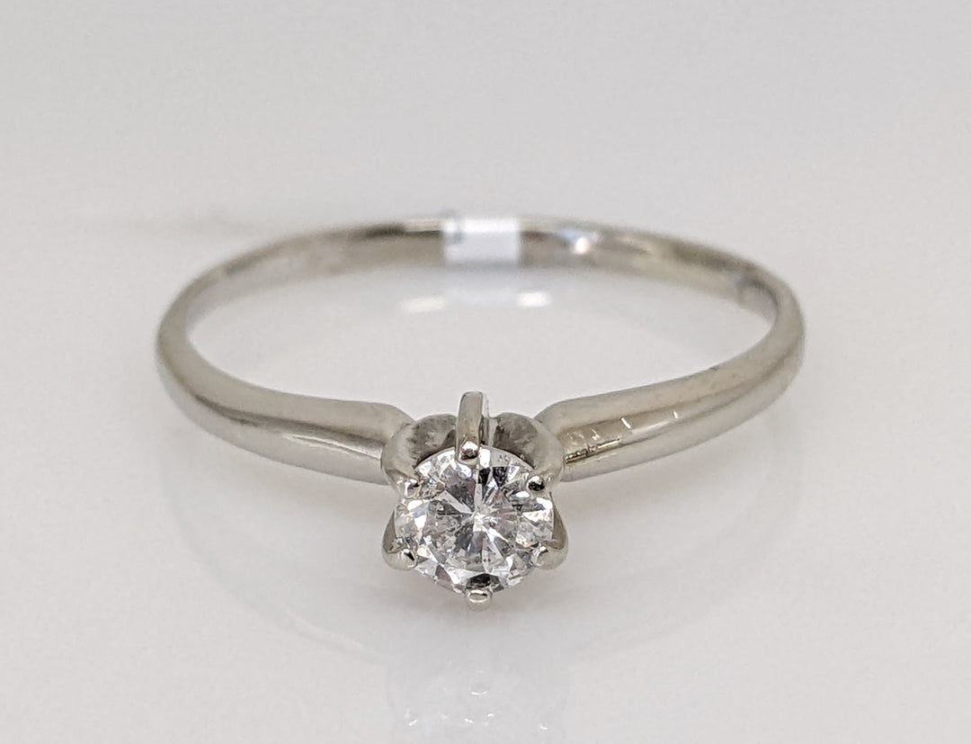 14K WHITE .30 CARAT TOTAL I1 H DIAMOND ROUND SOLITAIRE ESTATE RING 1.6 GRAMS