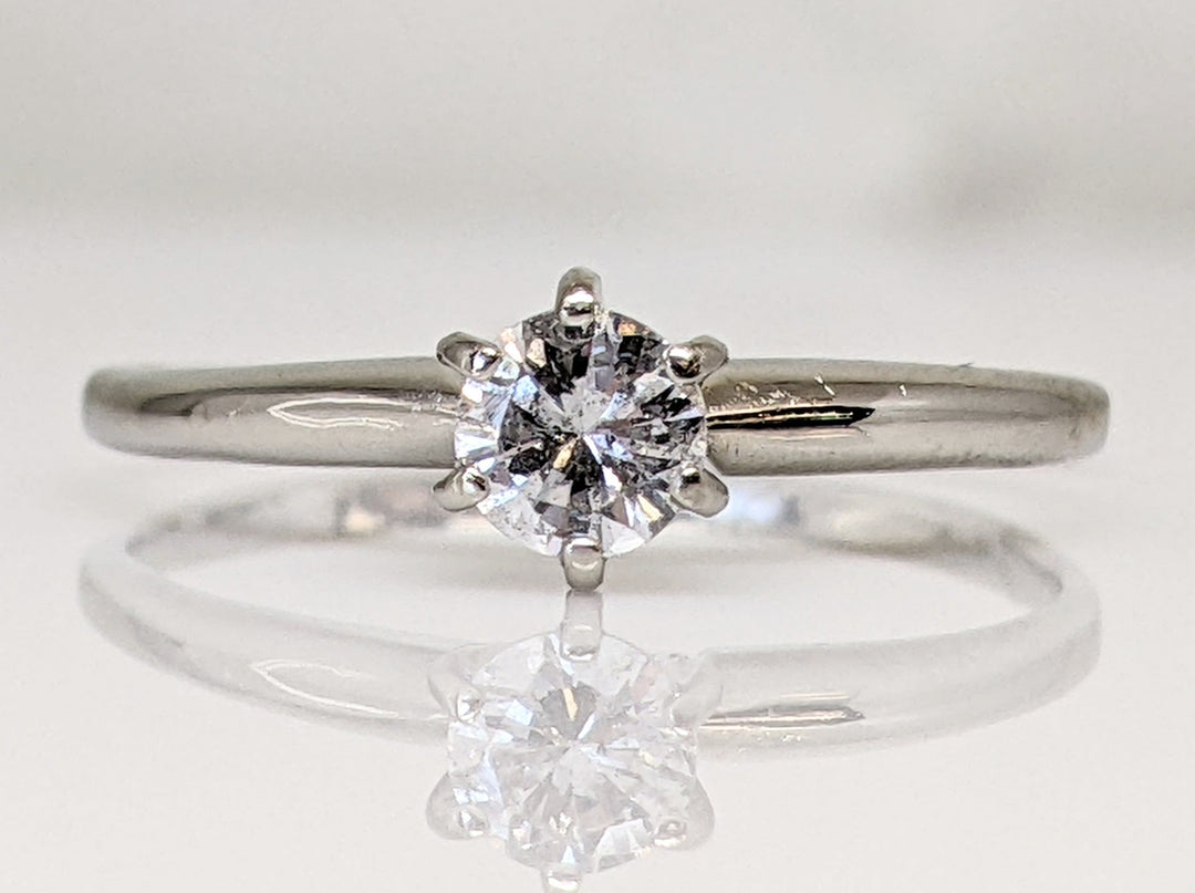 14K WHITE .30 CARAT TOTAL I1 H DIAMOND ROUND SOLITAIRE ESTATE RING 1.6 GRAMS