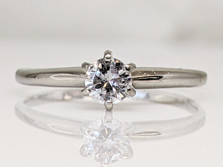 14K WHITE .30 CARAT TOTAL I1 H DIAMOND ROUND SOLITAIRE ESTATE RING 1.6 GRAMS