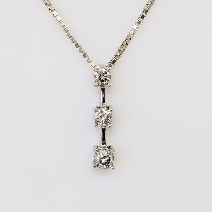 14K WHITE .39 CARAT TOTAL WEIGHT I1 I DIAMOND ROUND (3) TRINITY ESTATE PENDANT & CHAIN 5.1 GRAMS