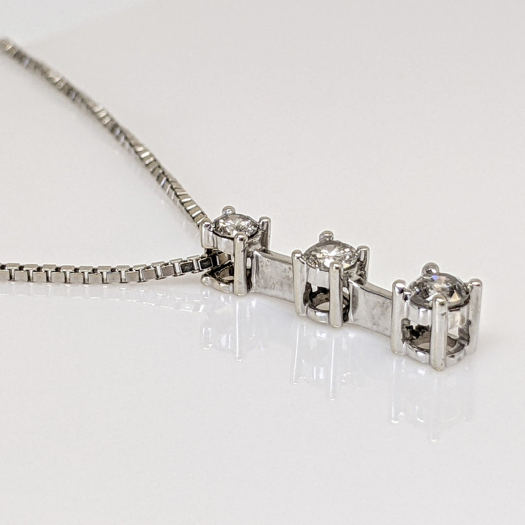 14K WHITE .39 CARAT TOTAL WEIGHT I1 I DIAMOND ROUND (3) TRINITY ESTATE PENDANT & CHAIN 5.1 GRAMS