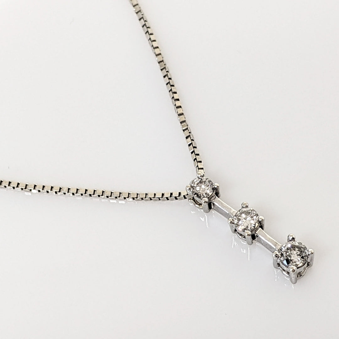 14K WHITE .39 CARAT TOTAL WEIGHT I1 I DIAMOND ROUND (3) TRINITY ESTATE PENDANT & CHAIN 5.1 GRAMS