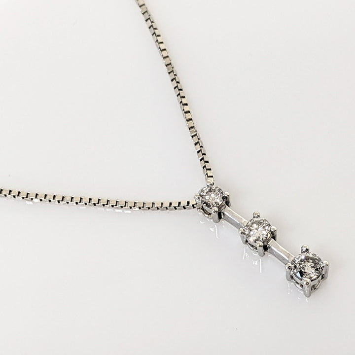 14K WHITE .39 CARAT TOTAL WEIGHT I1 I DIAMOND ROUND (3) TRINITY ESTATE PENDANT & CHAIN 5.1 GRAMS