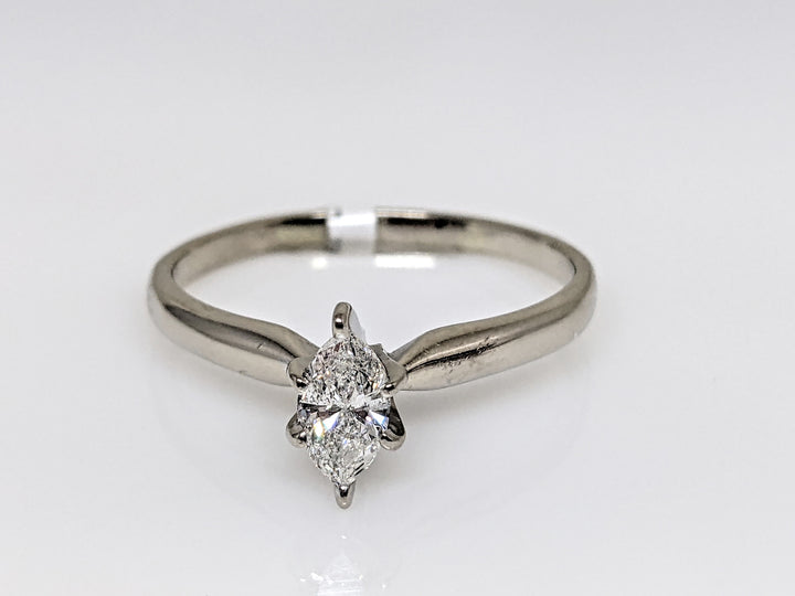 14K WHITE .37 CARAT TOTAL SI G DIAMOND MARQUISE SOLITAIRE ESTATE RING 2.2 GRAMS