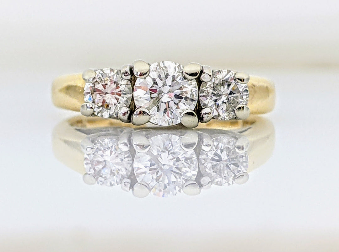 14k .90 CARAT TOTAL WEIGHT I1 J DIAMOND ROUND (3) TRINITY ESTATE RING 3.9 GRAMS