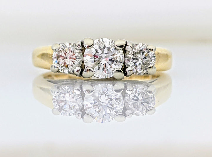 14k .90 CARAT TOTAL WEIGHT I1 J DIAMOND ROUND (3) TRINITY ESTATE RING 3.9 GRAMS
