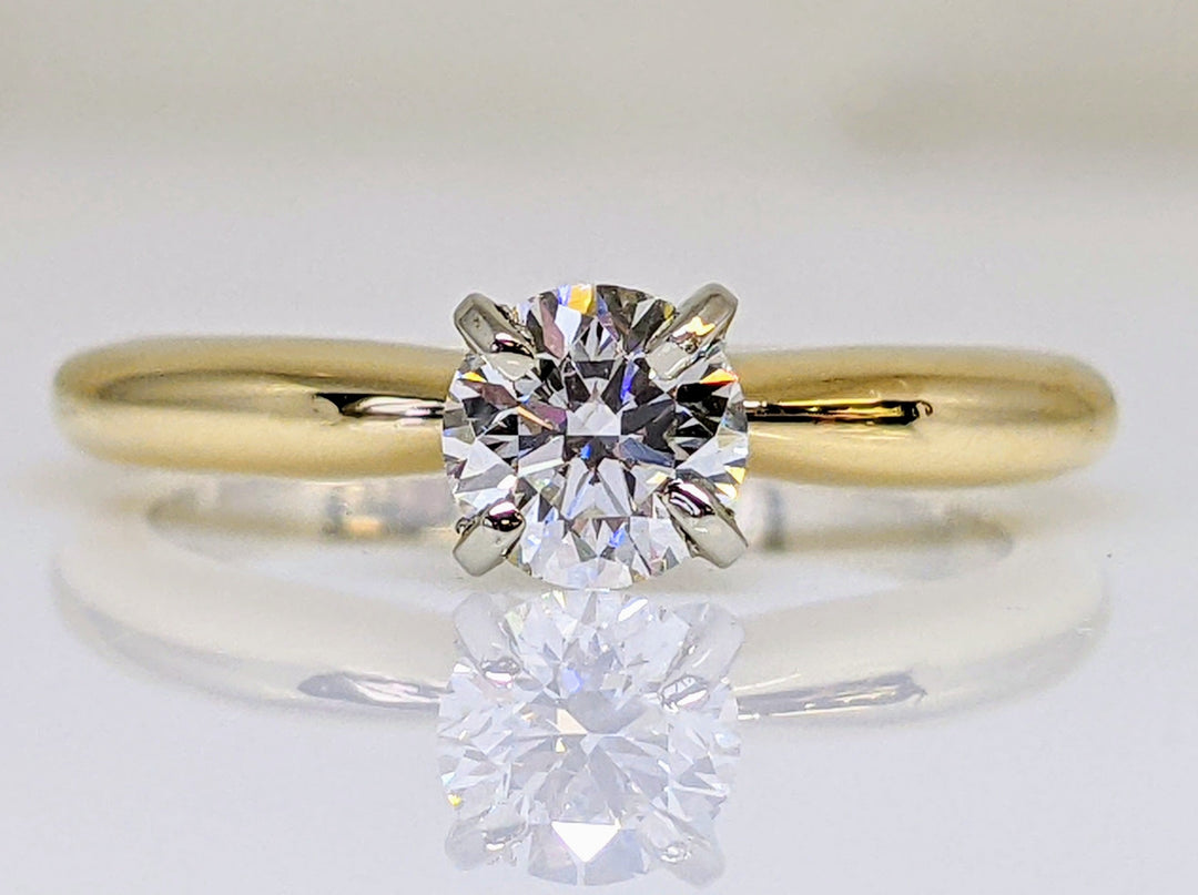 14k .46 CARAT TOTAL SI H-I DIAMOND ROUND 4-PRONG SOLITAIRE ESTATE RING 2.6 GRAMS