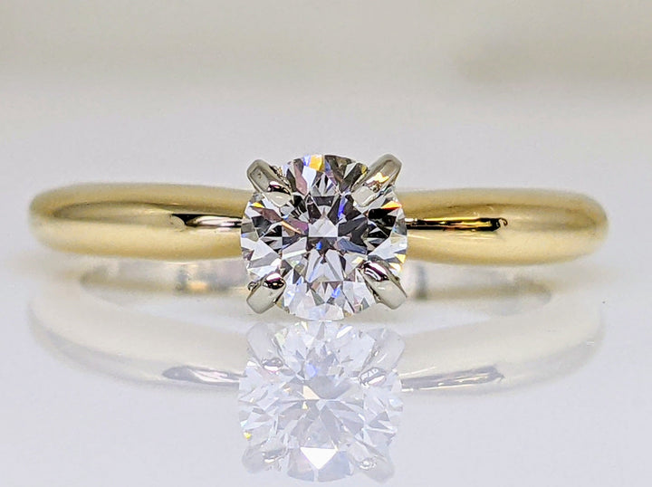 14k .46 CARAT TOTAL SI H-I DIAMOND ROUND 4-PRONG SOLITAIRE ESTATE RING 2.6 GRAMS