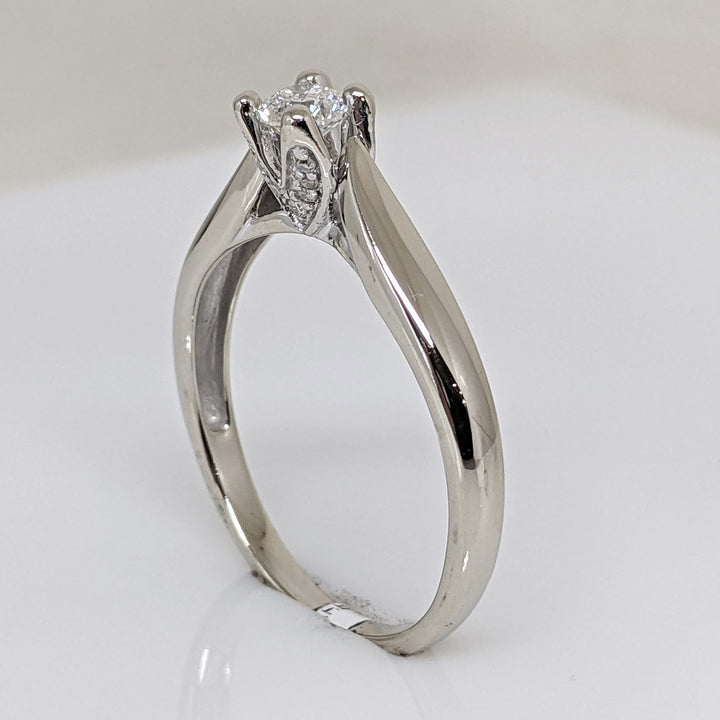 14K WHITE .23 CARAT TOTAL I1 H DIAMOND ROUND WITH MELEE IN GALLERY ESTATE RING 2.5 GRAMS