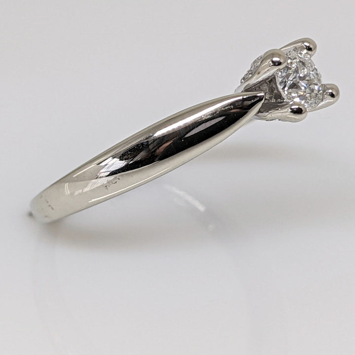 14K WHITE .23 CARAT TOTAL I1 H DIAMOND ROUND WITH MELEE IN GALLERY ESTATE RING 2.5 GRAMS