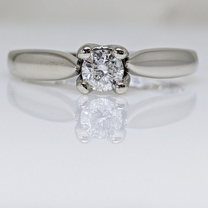 14K WHITE .23 CARAT TOTAL I1 H DIAMOND ROUND WITH MELEE IN GALLERY ESTATE RING 2.5 GRAMS