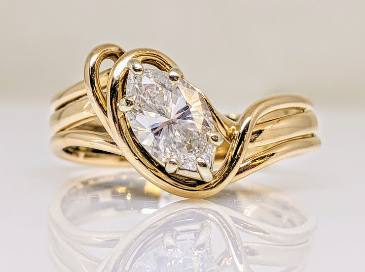 14k 1.01 CARAT TOTAL SI1 G DIAMOND MARQUISE BYPASS SWIRL ESTATE RING 4.0 GRAMS