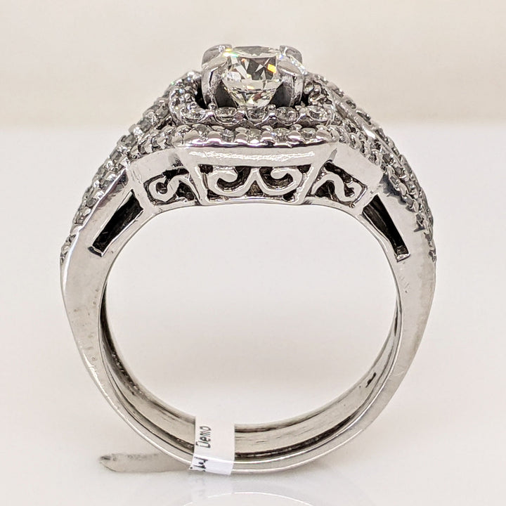 PLATINUM 1.52 CARAT TOTAL WEIGHT DIAMOND ROUND VVS2 G (97) HALO RING WITH JACKETS ESTATE SET 12.6 GRAMS