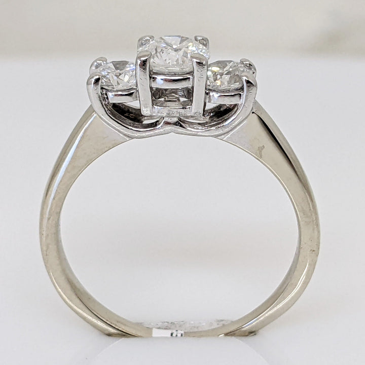 14K WHITE/ PLATINUM 1.00 CARAT TOTAL WEIGHT I1 F DIAMOND ROUND (3) TRINITY ESTATE RING 3.7 GRAMS