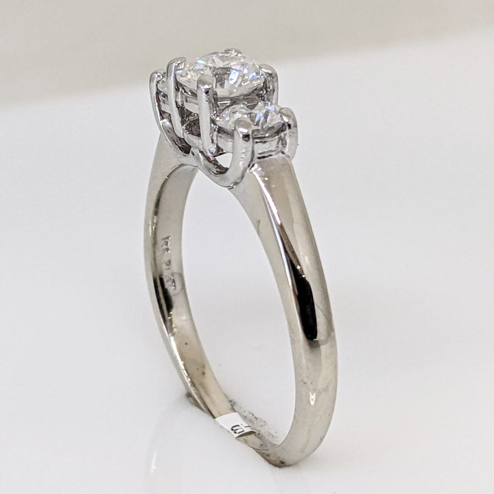 14K WHITE/ PLATINUM 1.00 CARAT TOTAL WEIGHT I1 F DIAMOND ROUND (3) TRINITY ESTATE RING 3.7 GRAMS