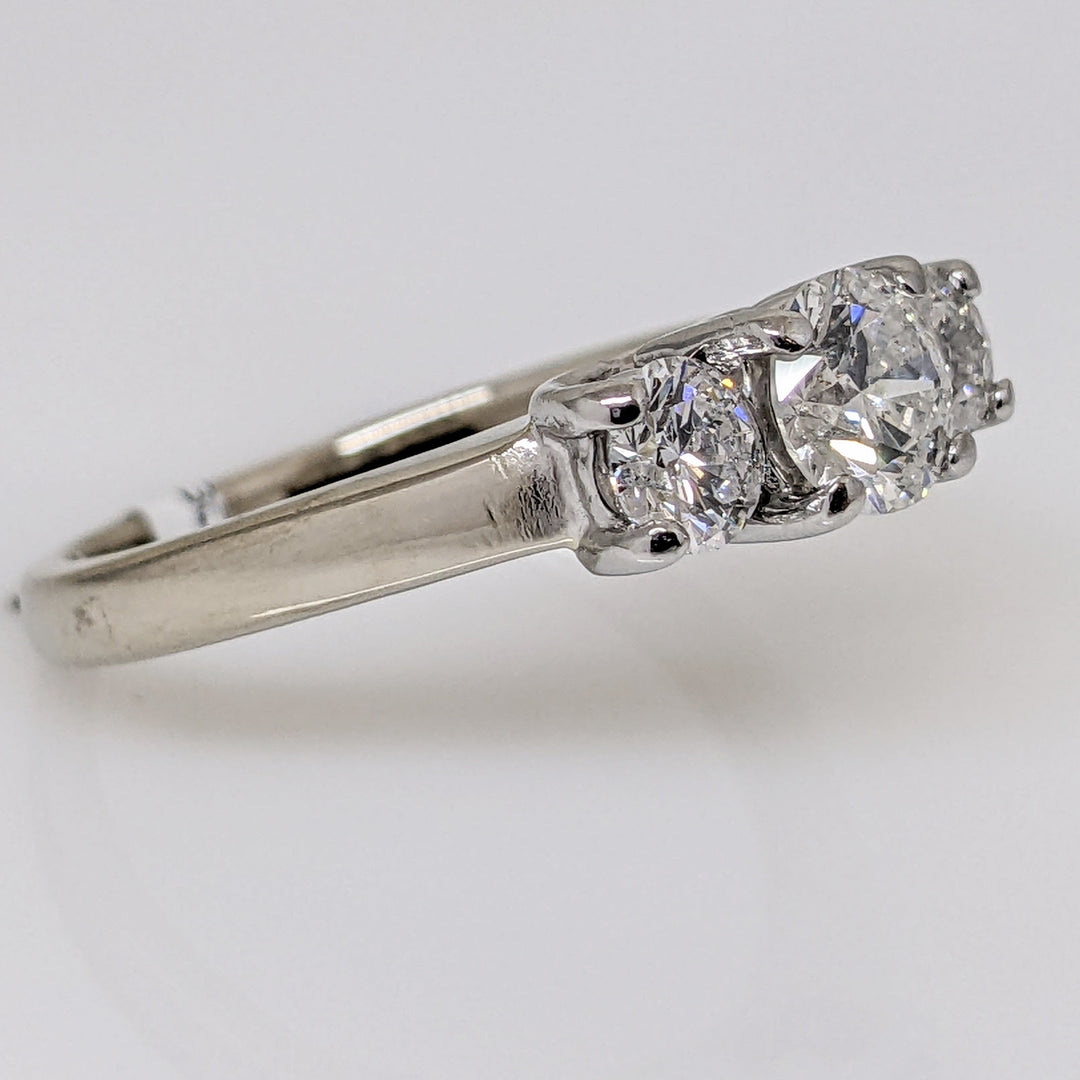 14K WHITE/ PLATINUM 1.00 CARAT TOTAL WEIGHT I1 F DIAMOND ROUND (3) TRINITY ESTATE RING 3.7 GRAMS