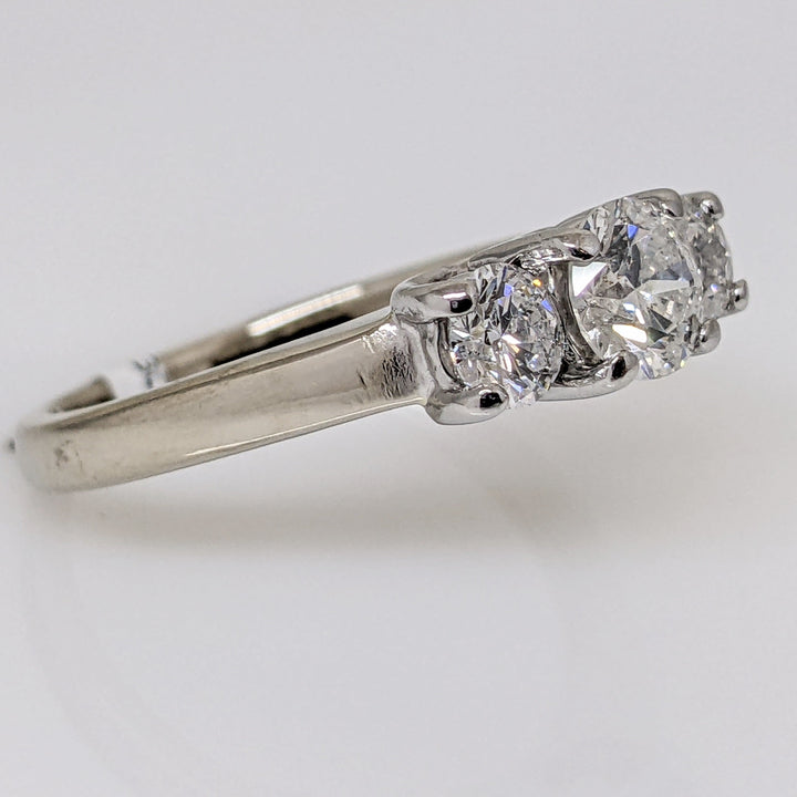 14K WHITE/ PLATINUM 1.00 CARAT TOTAL WEIGHT I1 F DIAMOND ROUND (3) TRINITY ESTATE RING 3.7 GRAMS