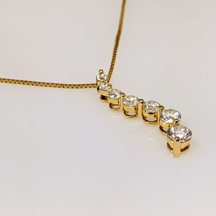 14k .80 CARAT TOTAL WEIGHT I1 G DIAMOND ROUND (7) ESTATE JOURNEY PENDANT & CHAIN 2.8 GRAMS