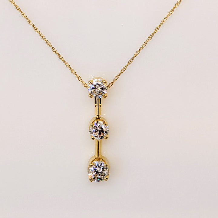 14k .98 CARAT TOTAL WEIGHT I1 I DIAMOND ROUND (3) DROPE STYLE TRINITY ESTATE PENDANT & CHAIN 2.3 GRAMS