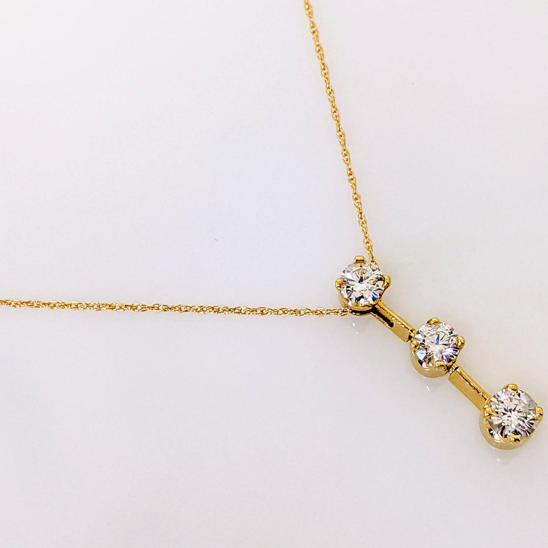 14k .98 CARAT TOTAL WEIGHT I1 I DIAMOND ROUND (3) DROPE STYLE TRINITY ESTATE PENDANT & CHAIN 2.3 GRAMS