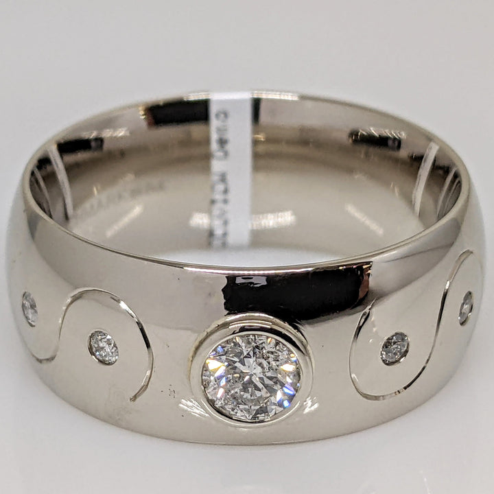 14K WHITE .57 CARAT TOTAL WEIGHT I1 H DIAMOND ROUND (5) BEZEL/FLUSH SET ESTATE BAND 16.0 GRAMS