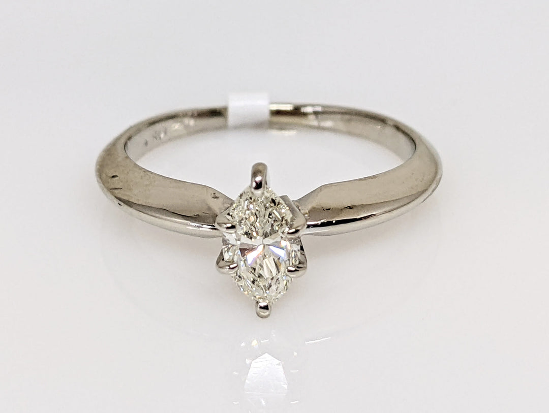 14K WHITE .35 CARAT TOTAL SI1 K DIAMOND MARQUISE SOLITAIRE ESTATE RING 2.0G