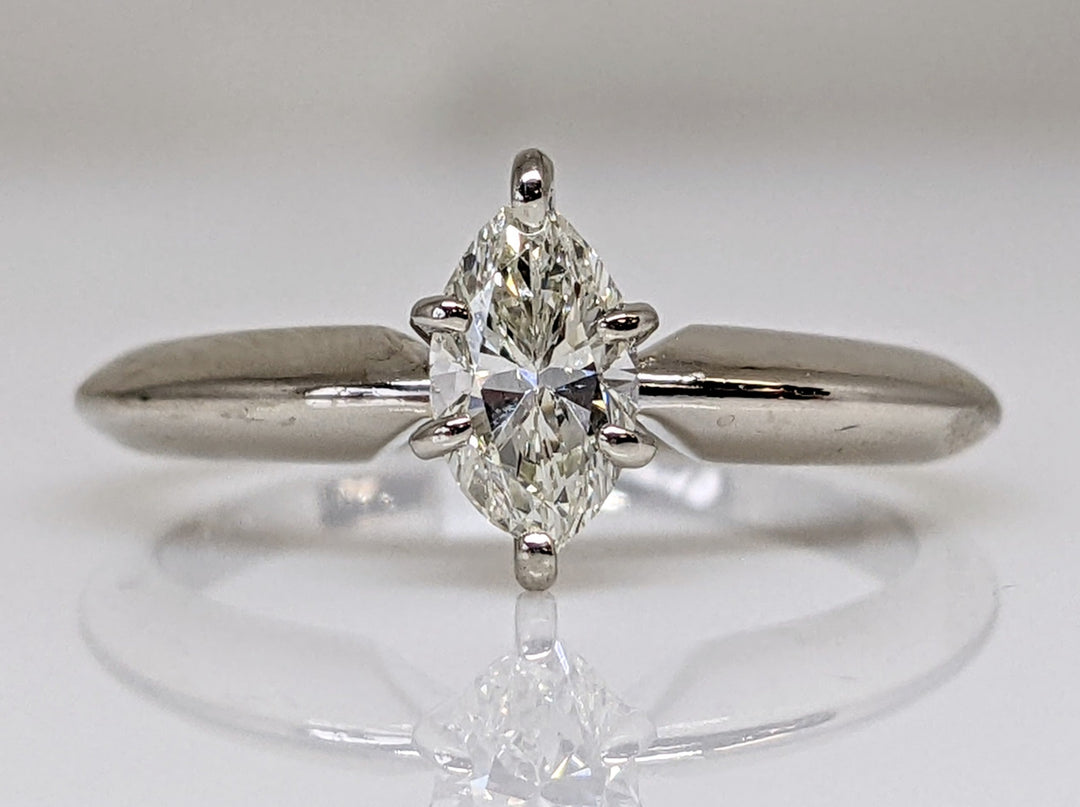 14K WHITE .35 CARAT TOTAL SI1 K DIAMOND MARQUISE SOLITAIRE ESTATE RING 2.0G