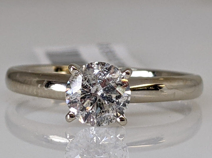 14K WHITE .79 CARAT TOTAL WEIGHT I2 F DIAMOND ROUND SOLITAIRE ESTATE RING 2.3 GRAMS