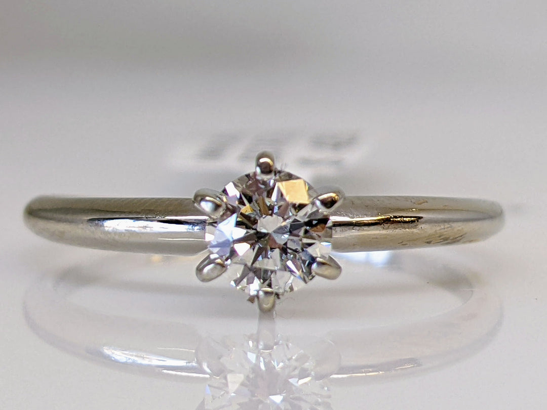 14K WHITE .39 CARAT TOTAL WEIGHT VVS2 J DIAMOND ROUND ESTATE SOLITAIRE 2.4 GRAMS