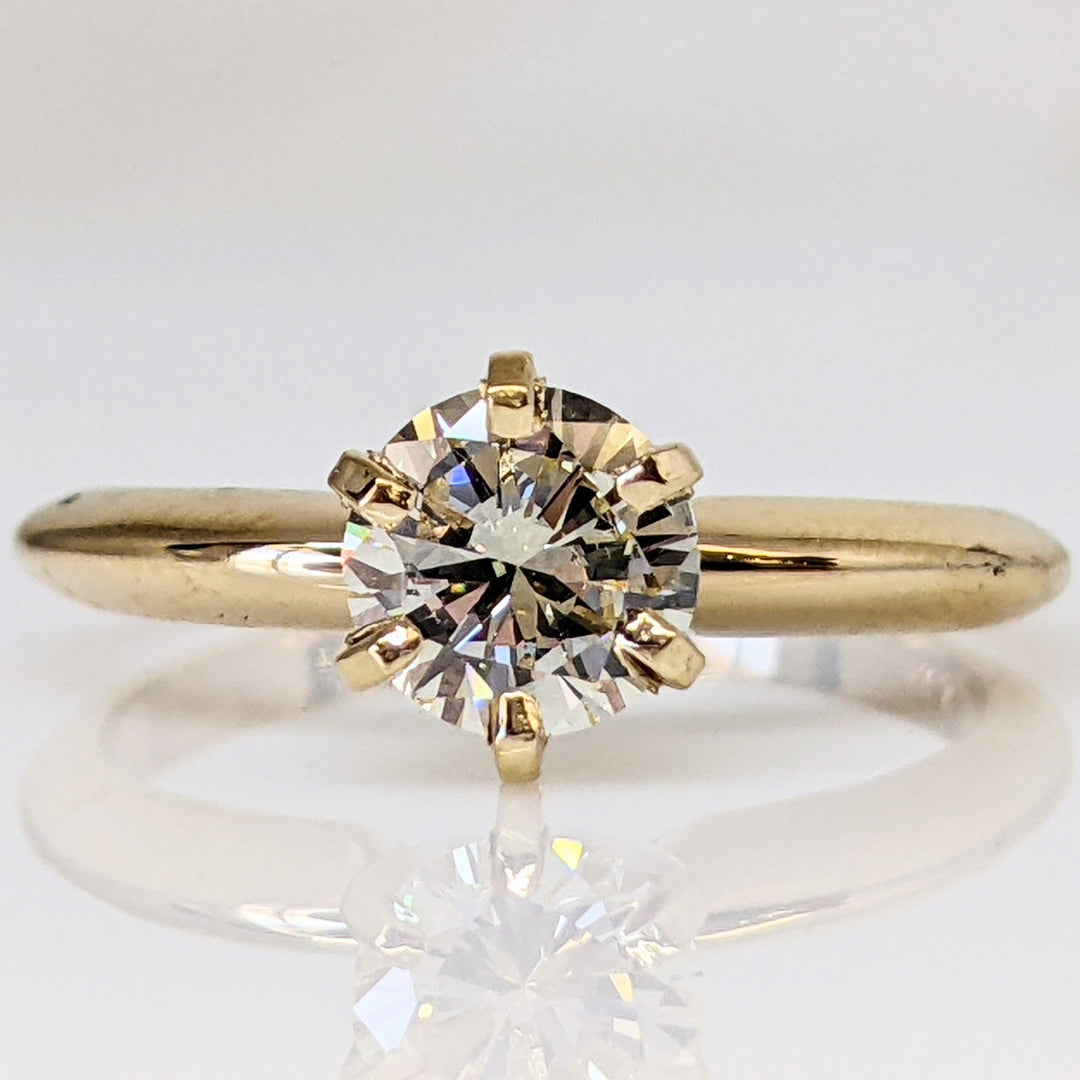 14k .78 CARAT TOTAL WEIGHT VS2 O DIAMOND ROUND ESTATE SOLITAIRE RING 3.0 GRAMS