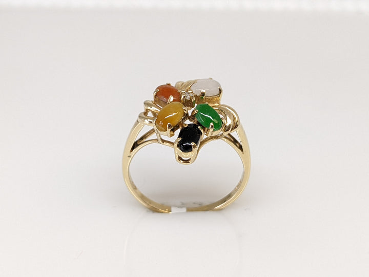 14K SCARAB OVAL 3X5 (5) ESTATE CLUSTER RING 2.8 GRAMS