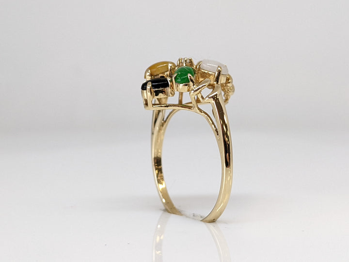 14K SCARAB OVAL 3X5 (5) ESTATE CLUSTER RING 2.8 GRAMS
