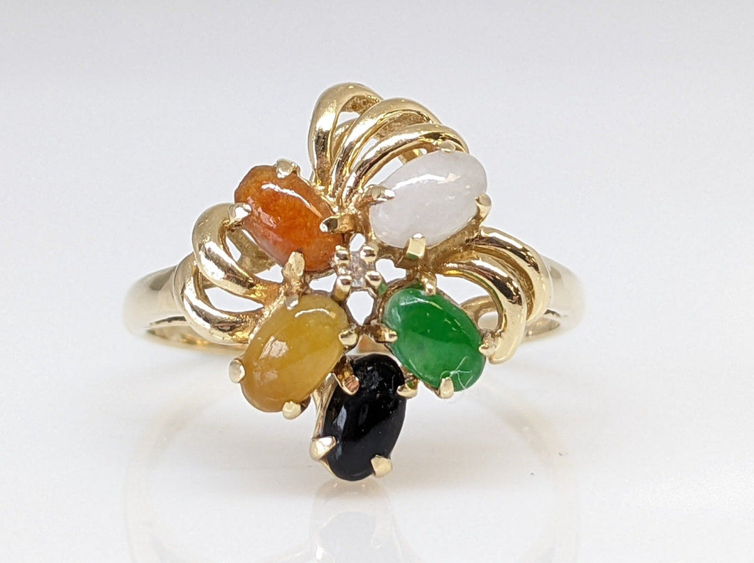 14K SCARAB OVAL 3X5 (5) ESTATE CLUSTER RING 2.8 GRAMS