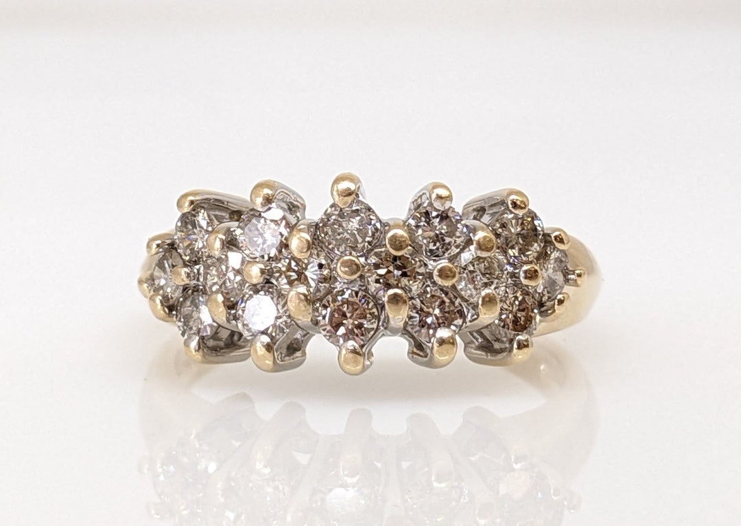 14K .96 CARAT TOTAL WEIGHT I1 J DIAMOND ROUND (16) CLUSTER RING 4.0 GRAMS