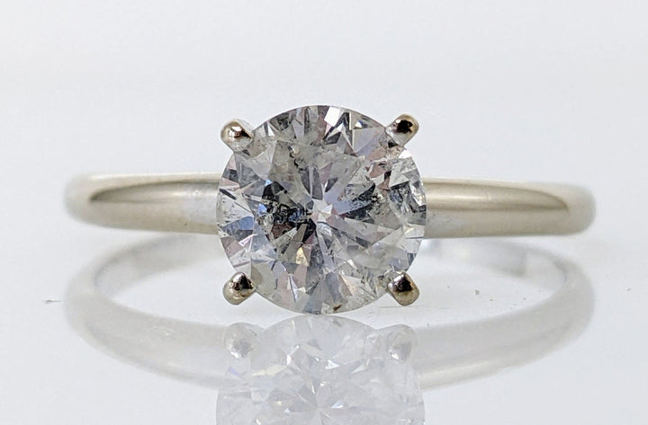 14K WHITE 1.20 CARAT TOTAL I3 G DIAMOND ROUND ESTATE SOLITAIRE RING 2.3 GRAMS