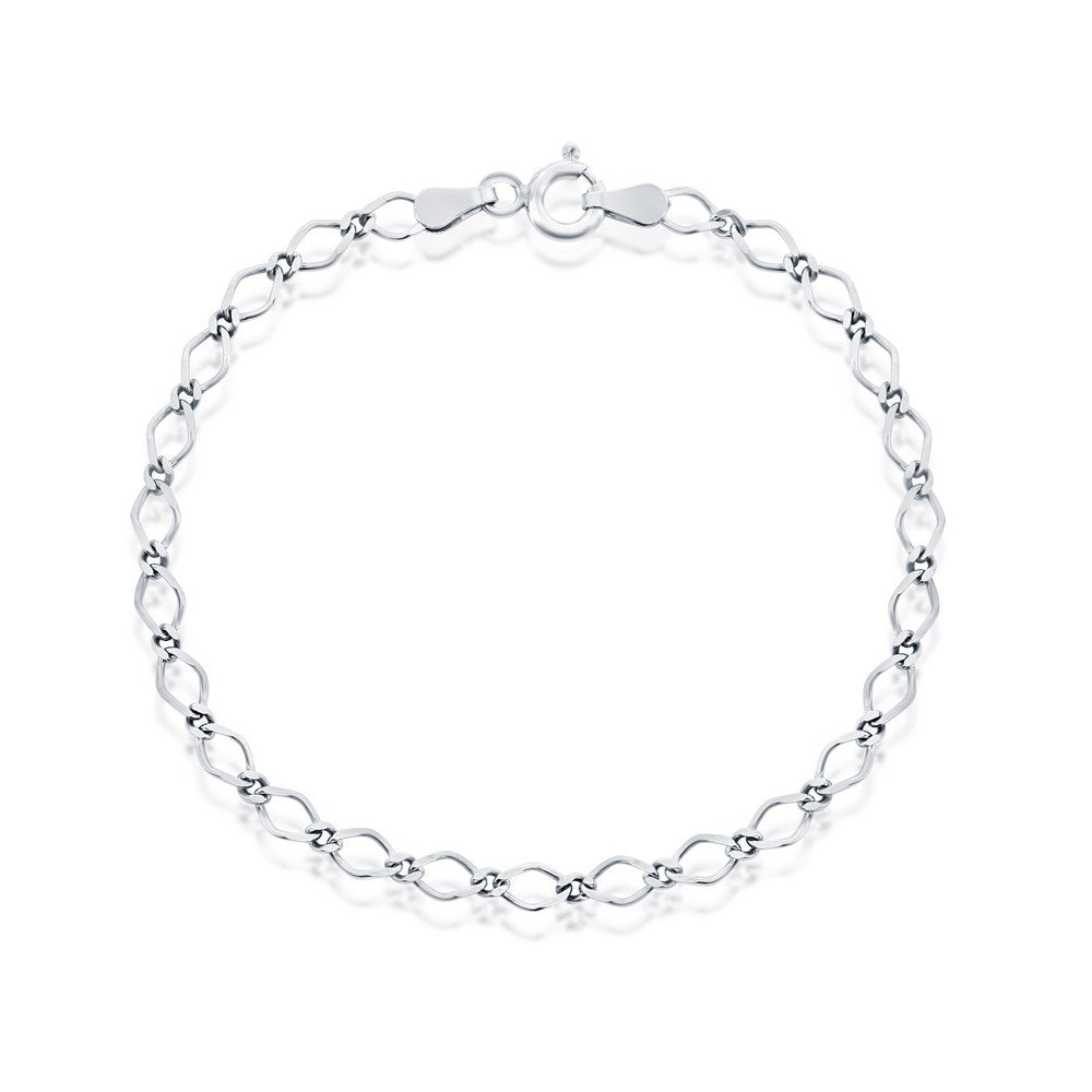 Sterling Silver Flat Linked Bracelet