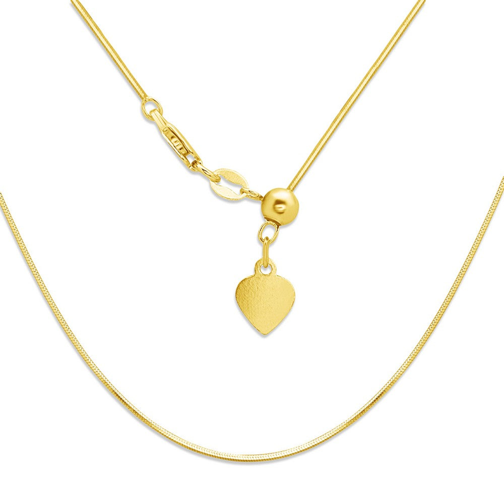 Sterling Silver Adjustable Square Snake Chain - Gold Plated