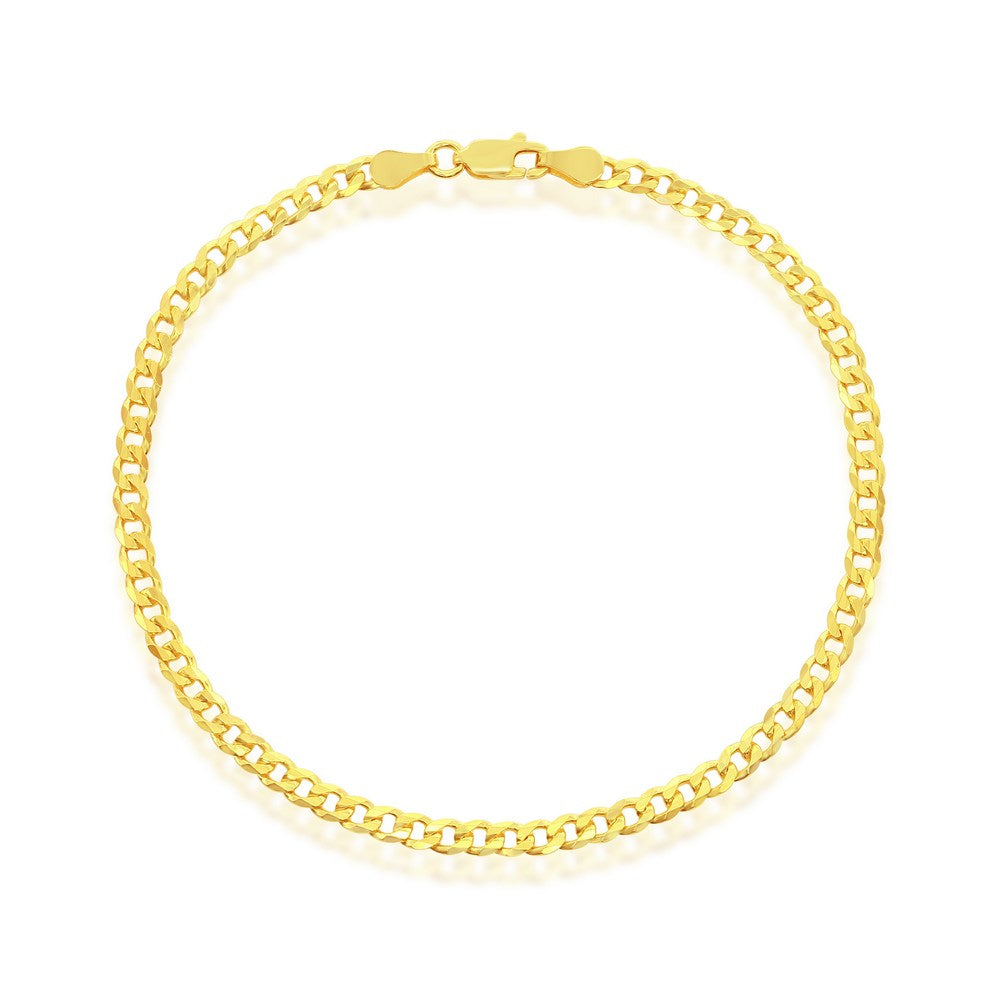 Sterling Silver 3.5mm Cuban Anklet - Gold Plated